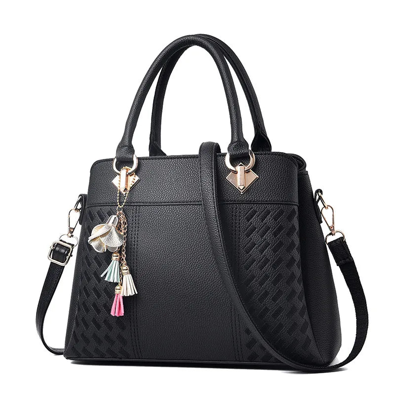 👜 Chic Tassel Handbag for Women: Fashionable PU Leather Tote with Embroidery - Versatile Top-Handle & Crossbody Style 🌟