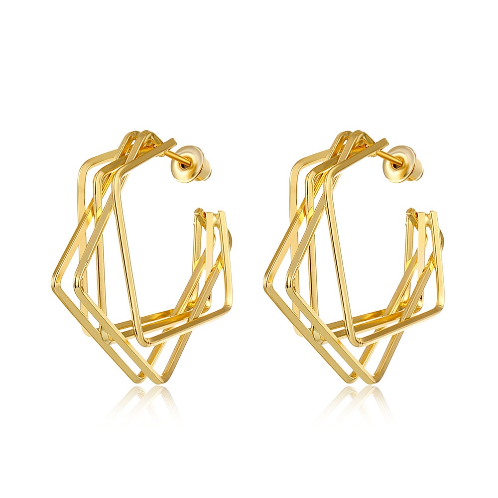 Golden & Silver Alloy Drop Earrings