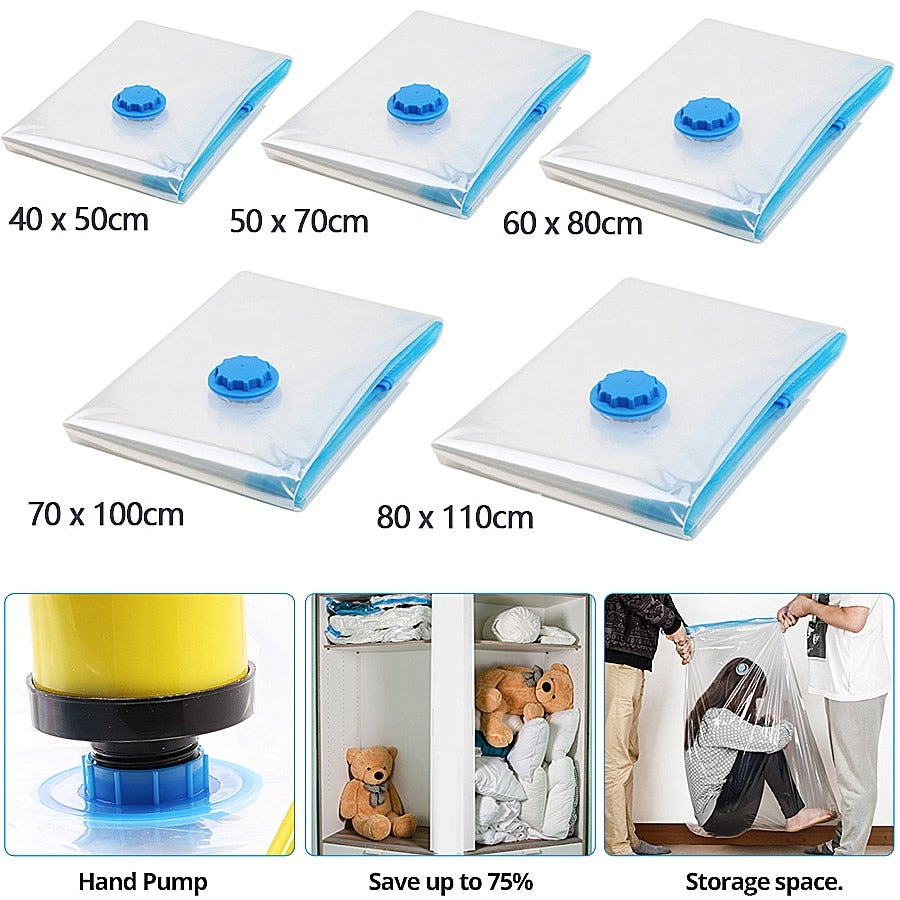 Premium Vacuum Storage Bags Set - Space-Saving Solution for Bedding and Clothes