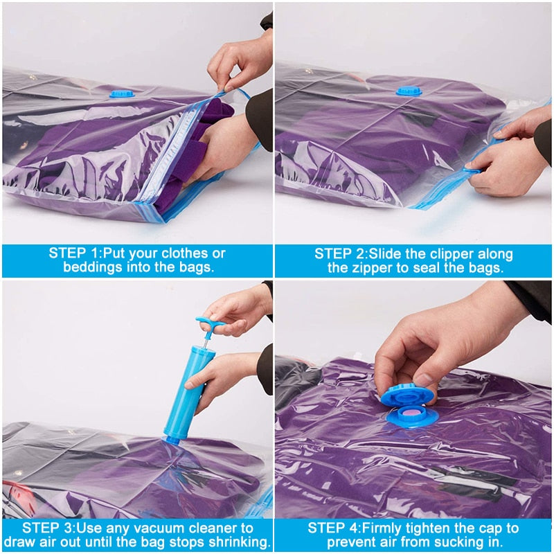 Premium Vacuum Storage Bags Set - Space-Saving Solution for Bedding and Clothes