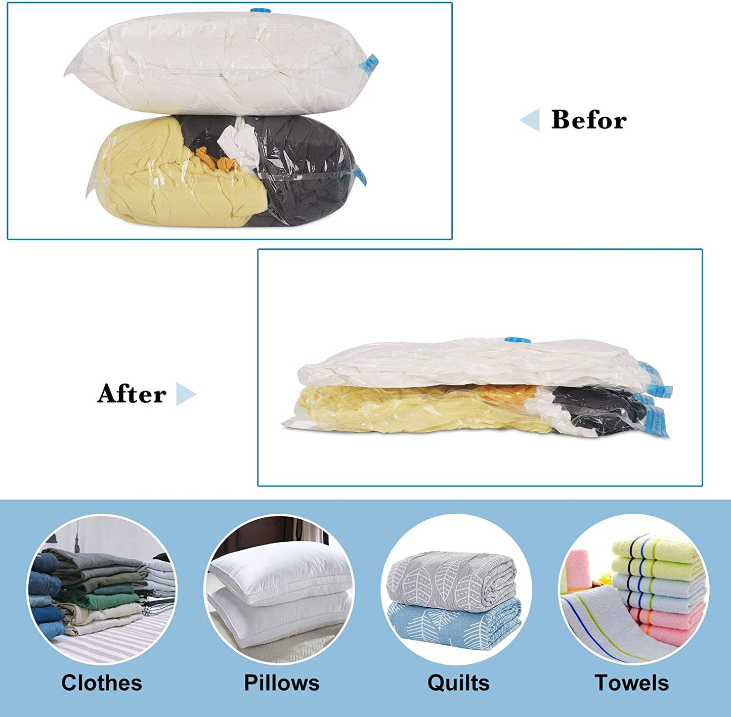 Premium Vacuum Storage Bags Set - Space-Saving Solution for Bedding and Clothes