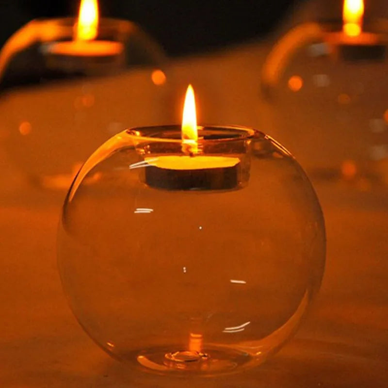 Elegant Round Hollow Glass Candle Holder: A Touch of European Exquisiteness for Every Occasion 🎉