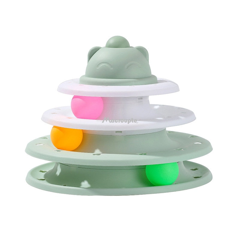 Interactive Multi-Level Cat Toy Tower with Tunnel