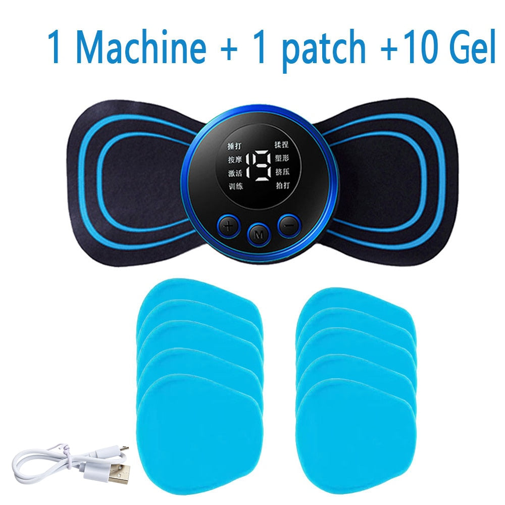 Portable EMS Neck Massager with LCD Display - 8 Modes for Pain Relief