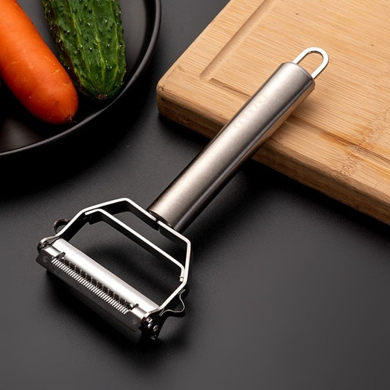 Dual-Action Stainless Steel Kitchen Peeler: For Fruits & Veggies