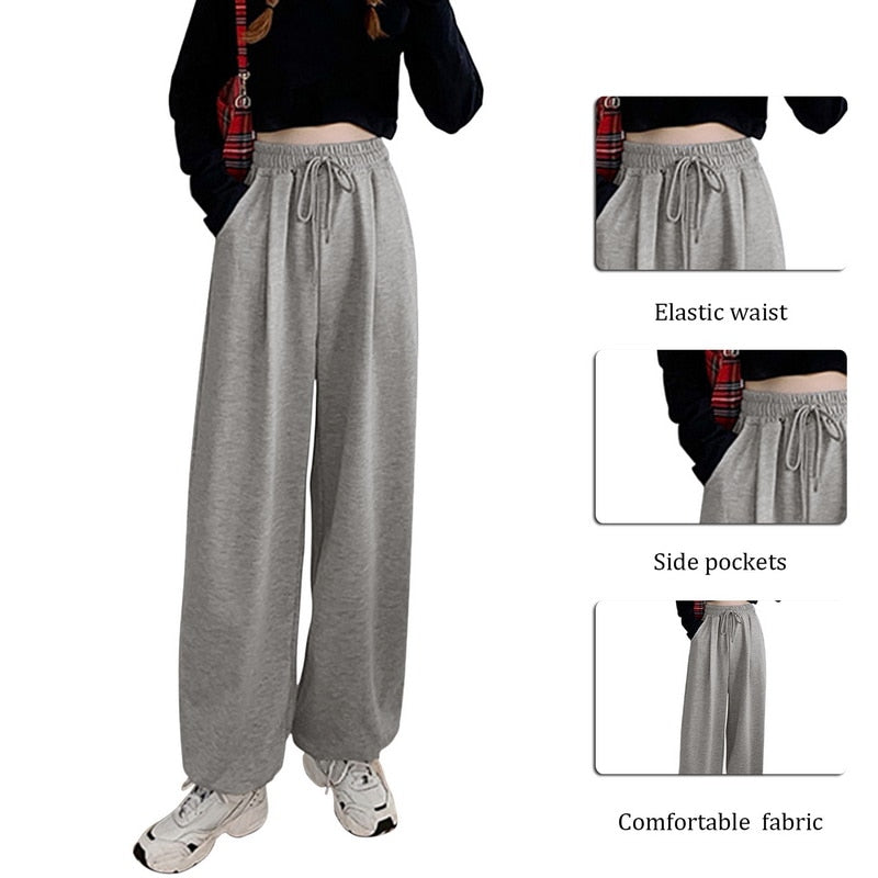 Loose Baggy Grey Sweatpants Women Casual Jogger White Sports Pants Korean Fashion Training Trousers Kpop Harajuku Streetwear