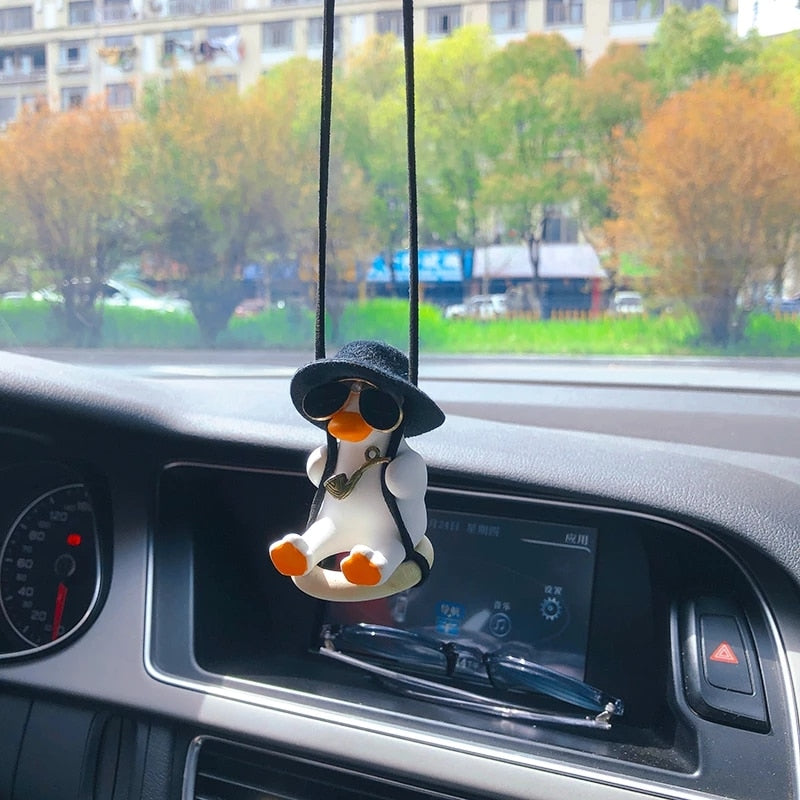 Cute Anime Duck Car Mirror Pendant - Gypsum Cartoon Decoration