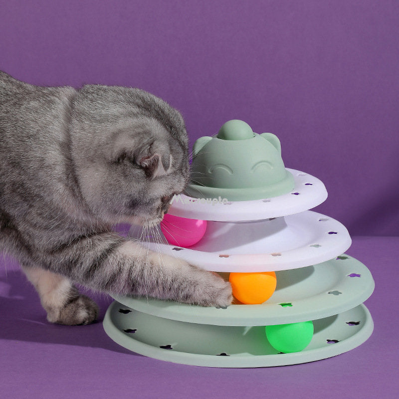 Interactive Multi-Level Cat Toy Tower with Tunnel