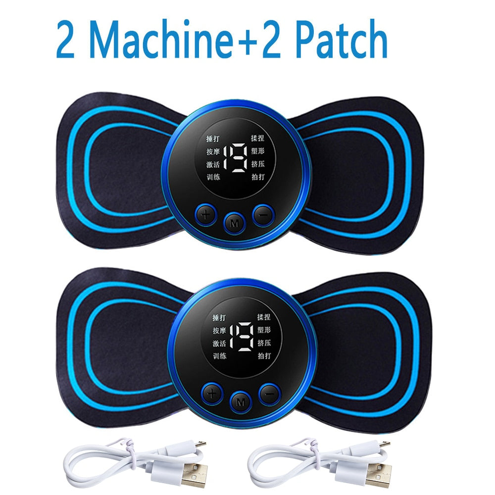 Portable EMS Neck Massager with LCD Display - 8 Modes for Pain Relief