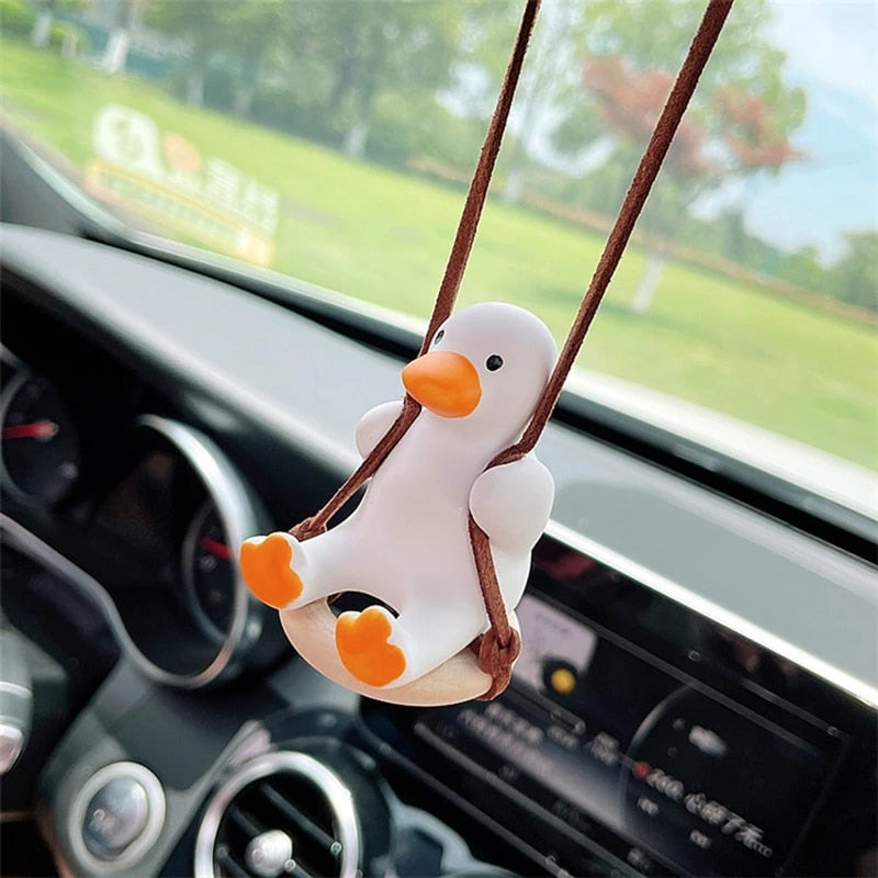 Cute Anime Duck Car Mirror Pendant - Gypsum Cartoon Decoration