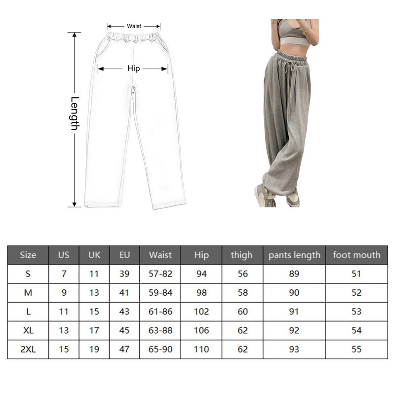 Loose Baggy Grey Sweatpants Women Casual Jogger White Sports Pants Korean Fashion Training Trousers Kpop Harajuku Streetwear