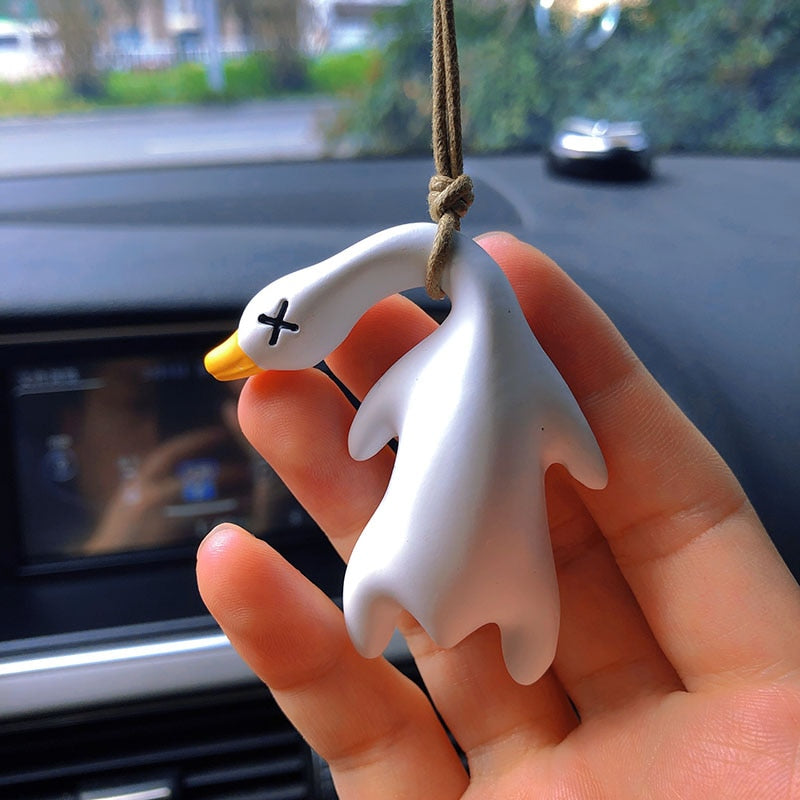 Cute Anime Duck Car Mirror Pendant - Gypsum Cartoon Decoration