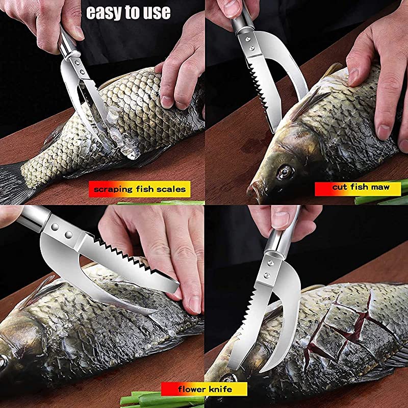 3-in-1 Stainless Steel Fish Scale Knife: Cut, Scrape, Dig - Your Ultimate Tool for Fish Preparation