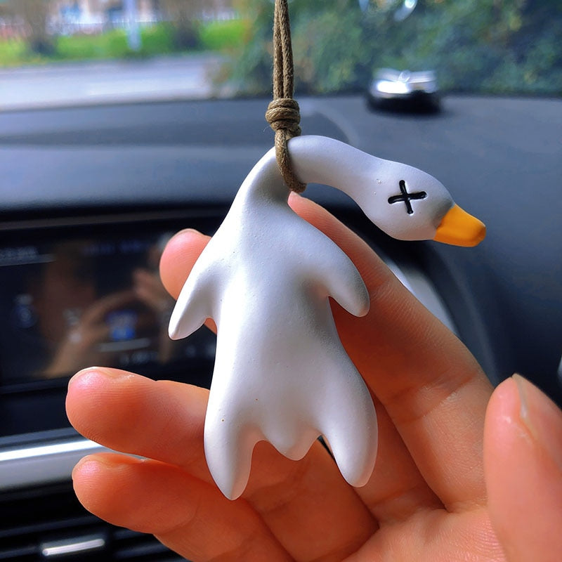 Cute Anime Duck Car Mirror Pendant - Gypsum Cartoon Decoration