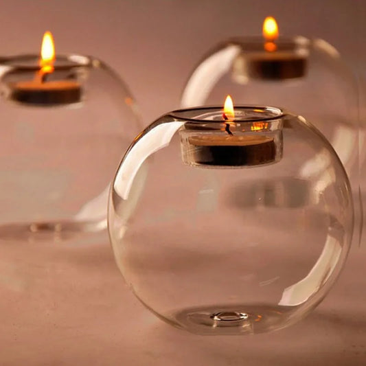 Elegant Round Hollow Glass Candle Holder: A Touch of European Exquisiteness for Every Occasion 🎉