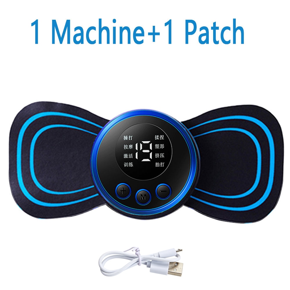 Portable EMS Neck Massager with LCD Display - 8 Modes for Pain Relief