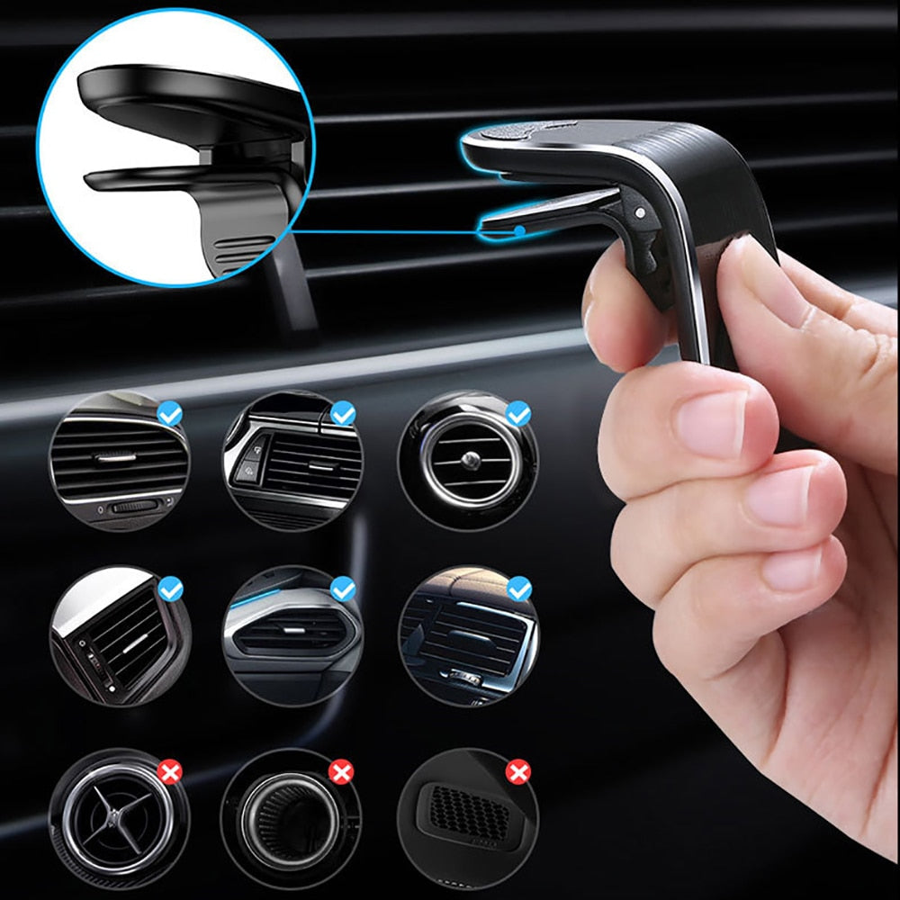 Magnetic Air Vent Car Phone Holder - Universal Rotation Bracket for Smartphones