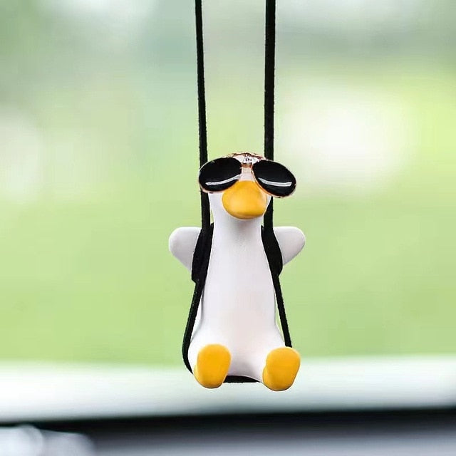 Cute Anime Duck Car Mirror Pendant - Gypsum Cartoon Decoration