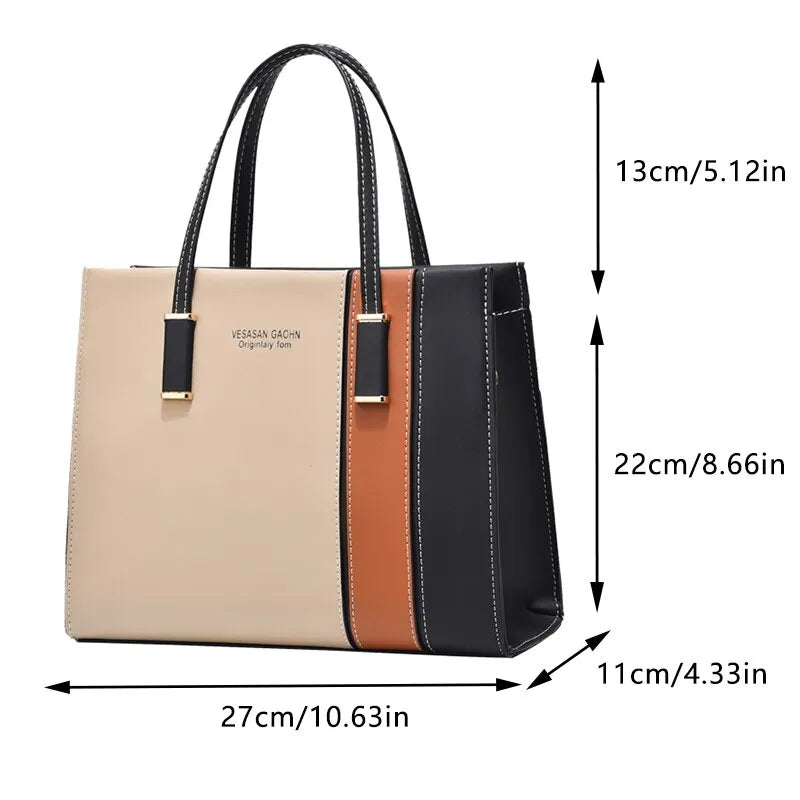 👜 Patchwork Handbags for Women: Fashionable & Spacious Top Handle Tote with Adjustable Strap!