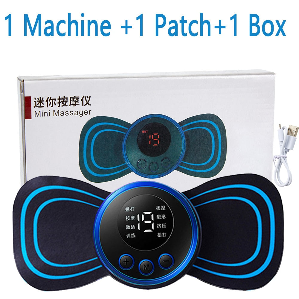 Portable EMS Neck Massager with LCD Display - 8 Modes for Pain Relief