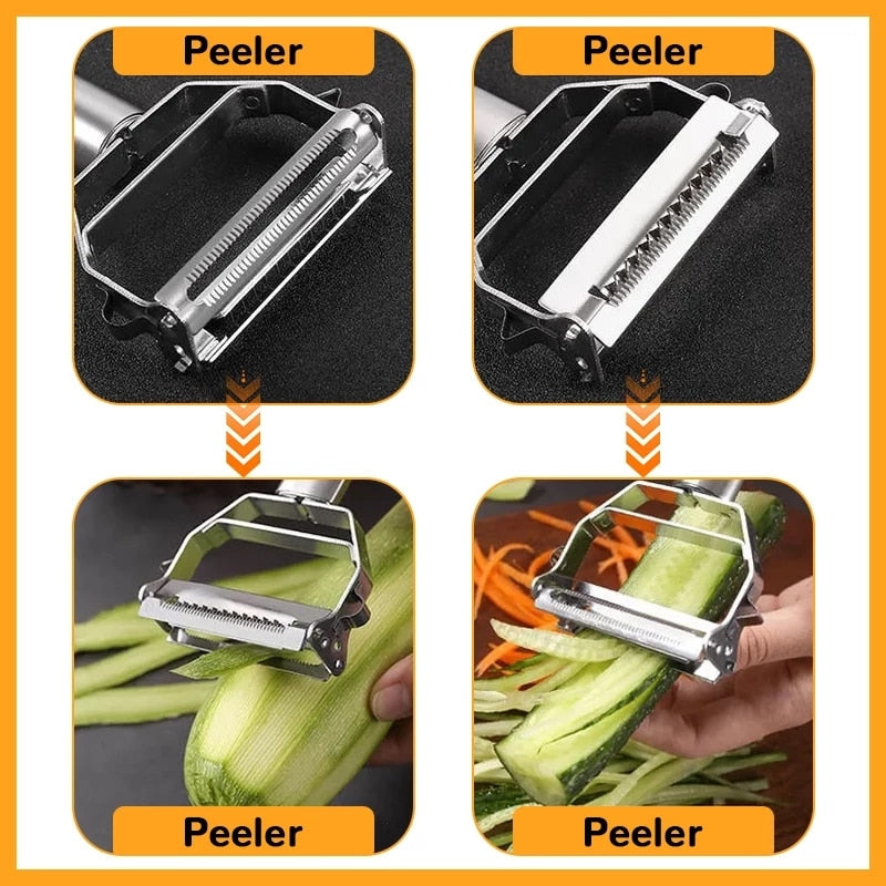 Dual-Action Stainless Steel Kitchen Peeler: For Fruits & Veggies