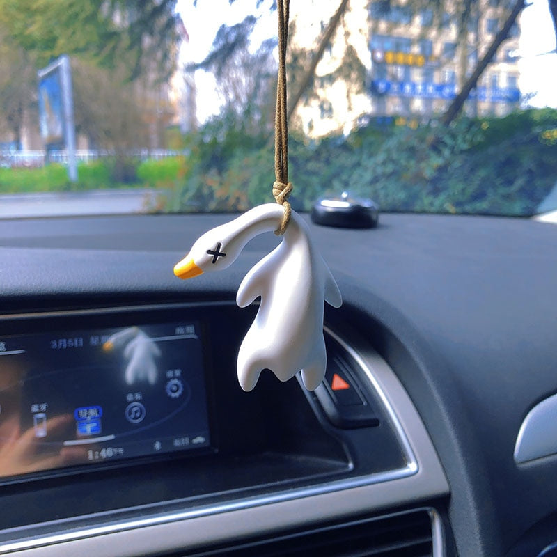 Cute Anime Duck Car Mirror Pendant - Gypsum Cartoon Decoration