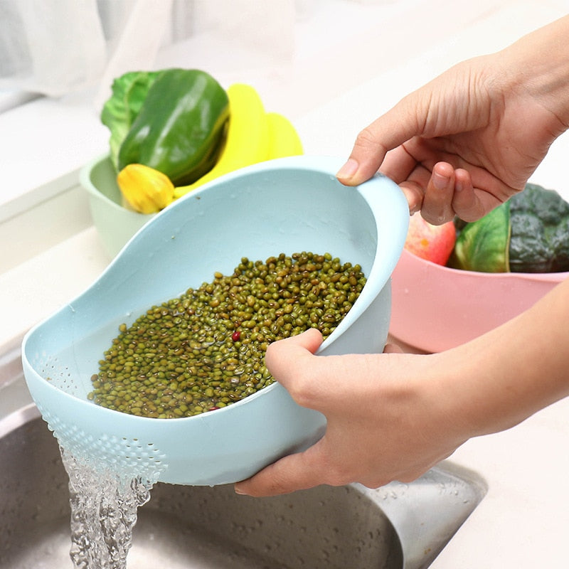 Eco-Friendly Rice Sieve: Handy Kitchen Drain Basket with Handles - Your Perfect Straining Companion