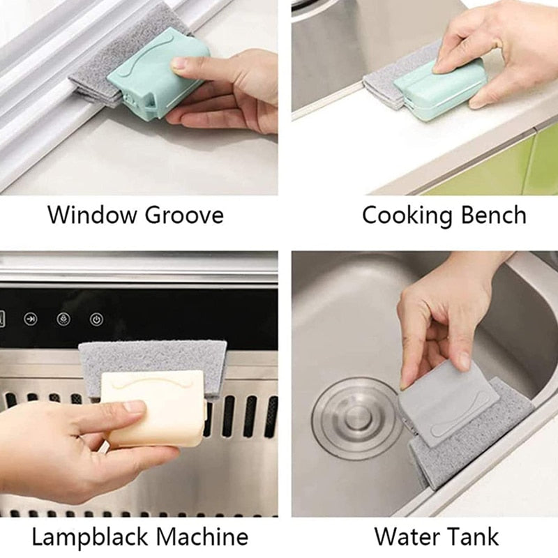 Hand-held Window Groove Cleaner: Detachable Cloth Brush for Kitchen, & More!