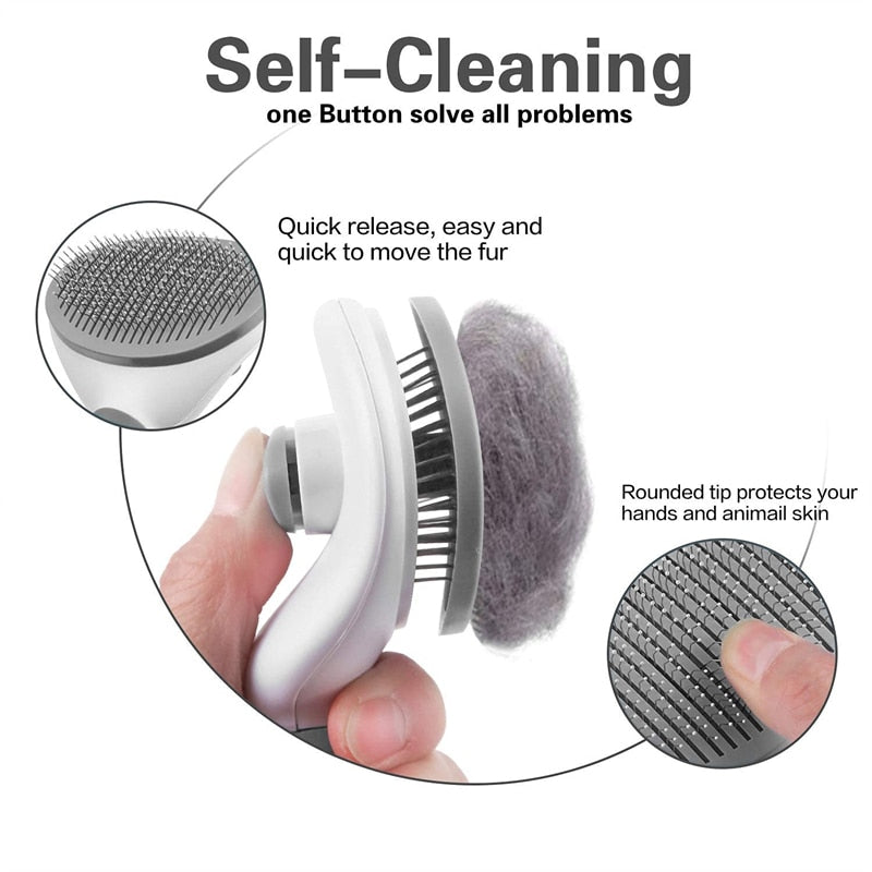 Effortless Pet Grooming: Stainless Steel Comb for Hair Removal & Skin Care - Perfect for Dogs and Cats