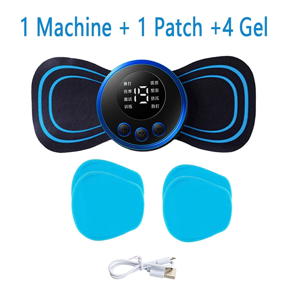 Portable EMS Neck Massager with LCD Display - 8 Modes for Pain Relief