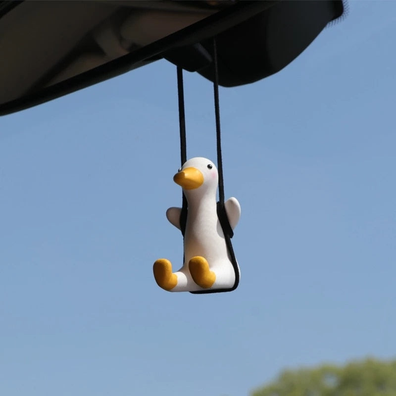 Cute Anime Duck Car Mirror Pendant - Gypsum Cartoon Decoration