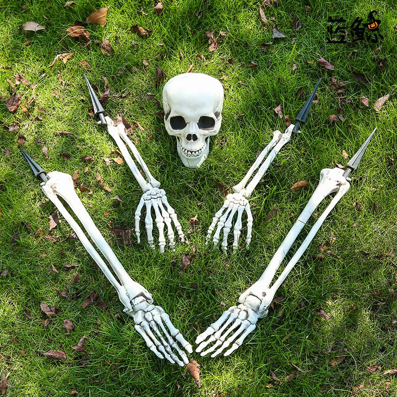 Graveyard Whispers: Realistic Skeleton Stakes for Haunting Decor!