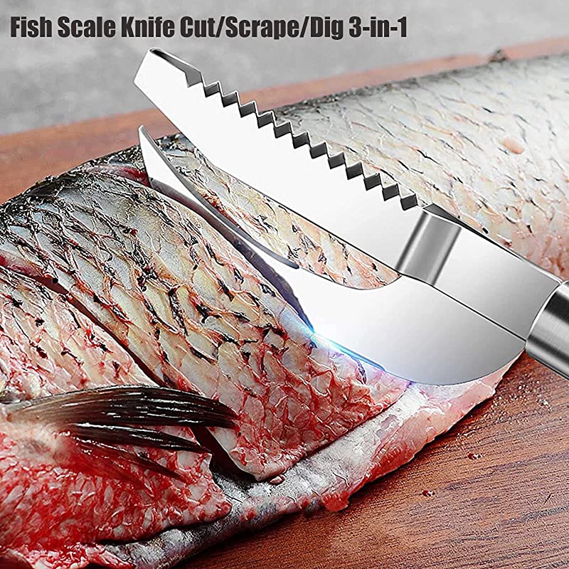 3-in-1 Stainless Steel Fish Scale Knife: Cut, Scrape, Dig - Your Ultimate Tool for Fish Preparation