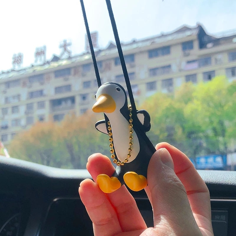 Cute Anime Duck Car Mirror Pendant - Gypsum Cartoon Decoration