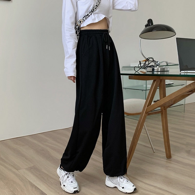 Loose Baggy Grey Sweatpants Women Casual Jogger White Sports Pants Korean Fashion Training Trousers Kpop Harajuku Streetwear