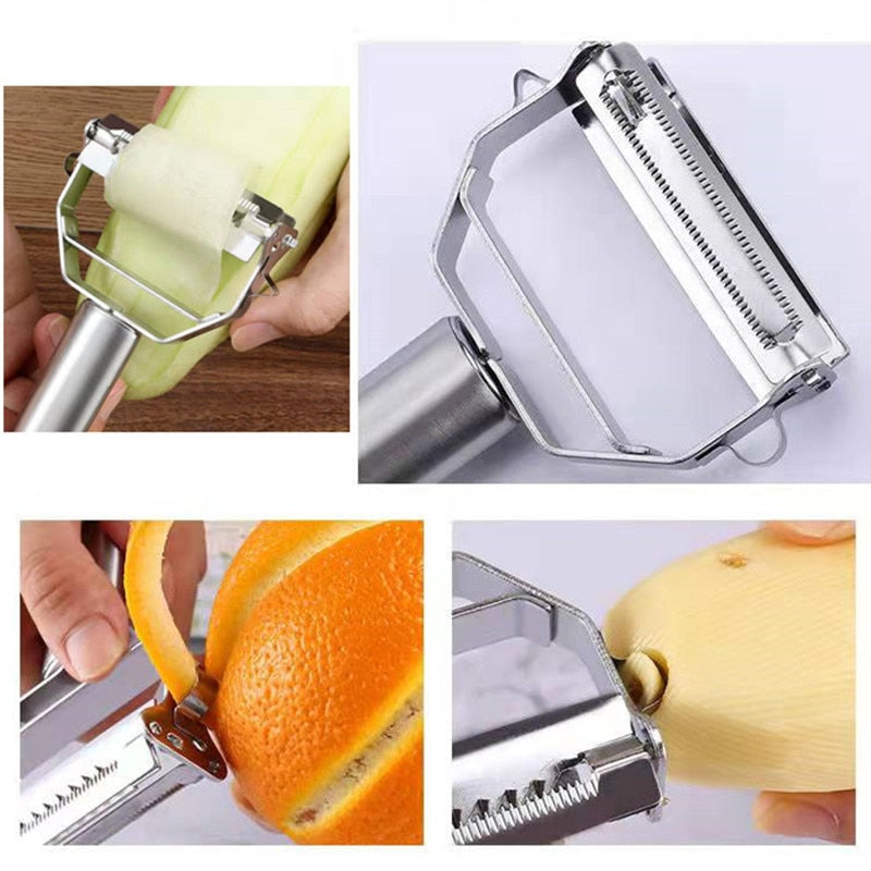 Dual-Action Stainless Steel Kitchen Peeler: For Fruits & Veggies