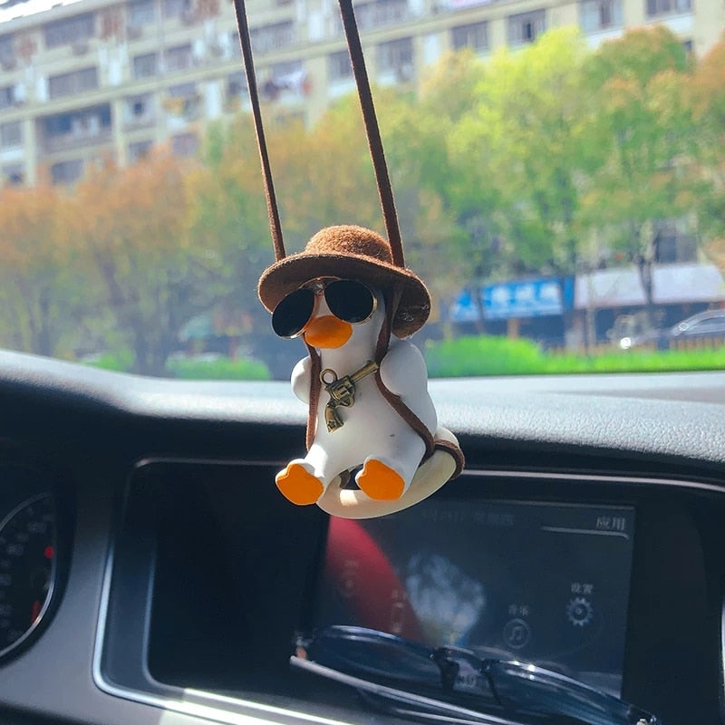 Cute Anime Duck Car Mirror Pendant - Gypsum Cartoon Decoration