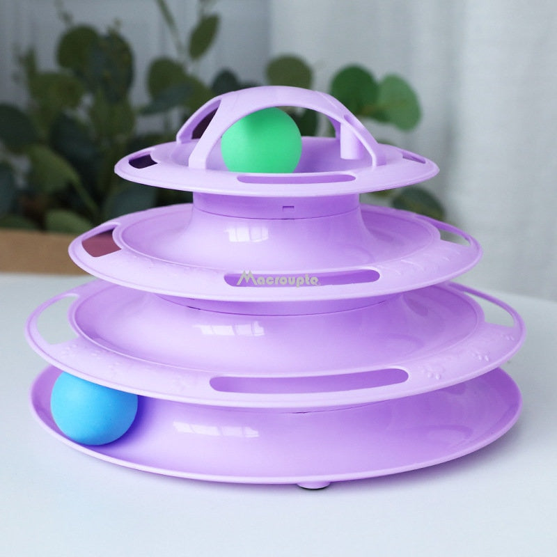 Interactive Multi-Level Cat Toy Tower with Tunnel