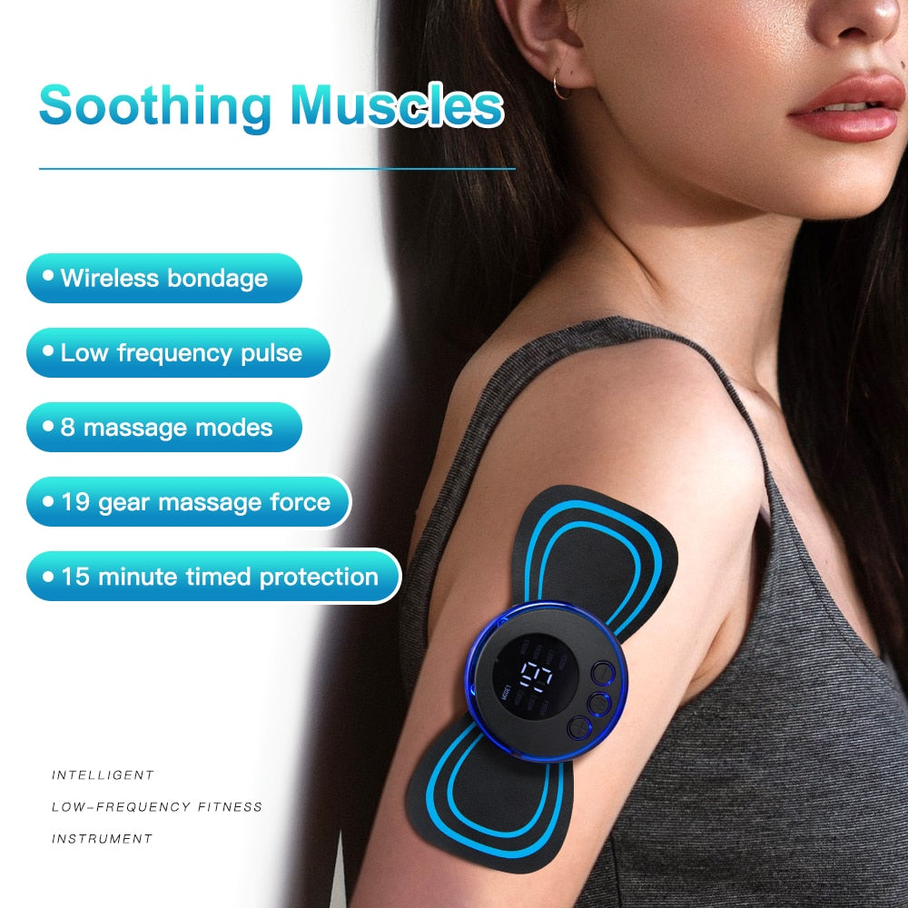 Portable EMS Neck Massager with LCD Display - 8 Modes for Pain Relief