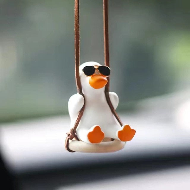 Cute Anime Duck Car Mirror Pendant - Gypsum Cartoon Decoration