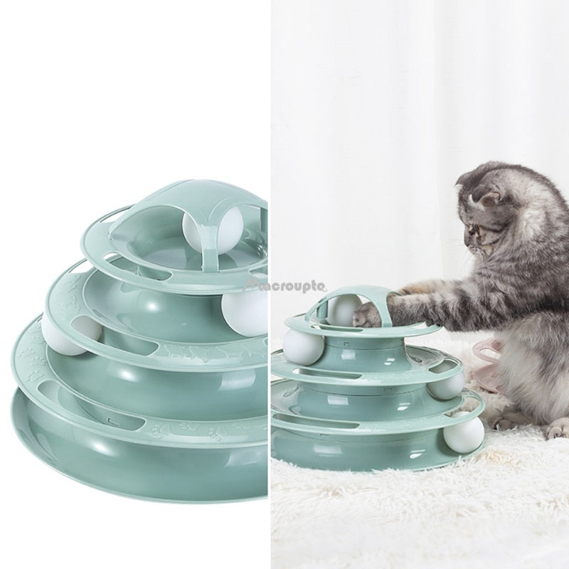 Interactive Multi-Level Cat Toy Tower with Tunnel