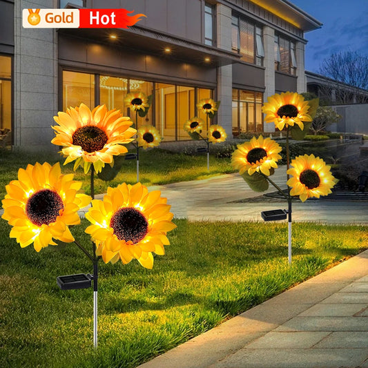 Solar-Powered Sunflower LED Lawn Lamps