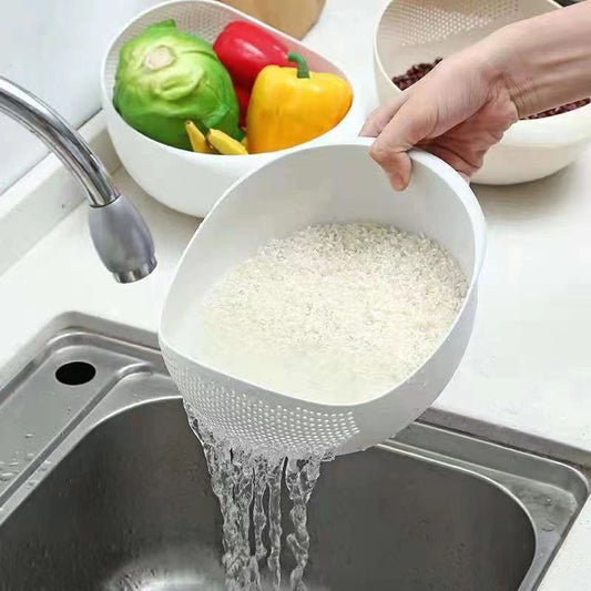 Eco-Friendly Rice Sieve: Handy Kitchen Drain Basket with Handles - Your Perfect Straining Companion
