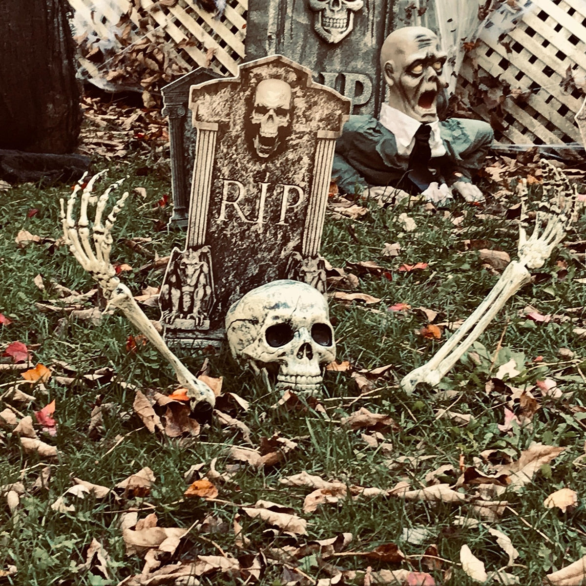 Graveyard Whispers: Realistic Skeleton Stakes for Haunting Decor!