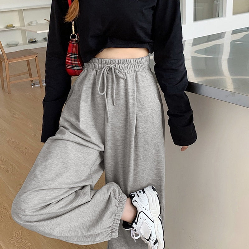 Loose Baggy Grey Sweatpants Women Casual Jogger White Sports Pants Korean Fashion Training Trousers Kpop Harajuku Streetwear