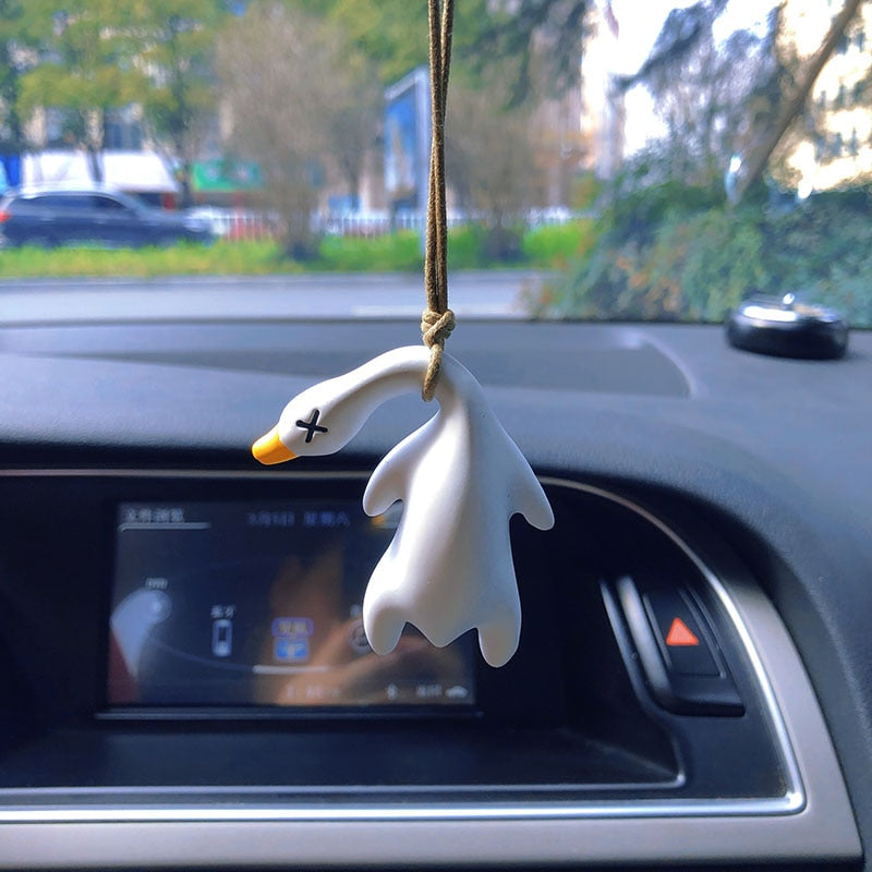 Cute Anime Duck Car Mirror Pendant - Gypsum Cartoon Decoration