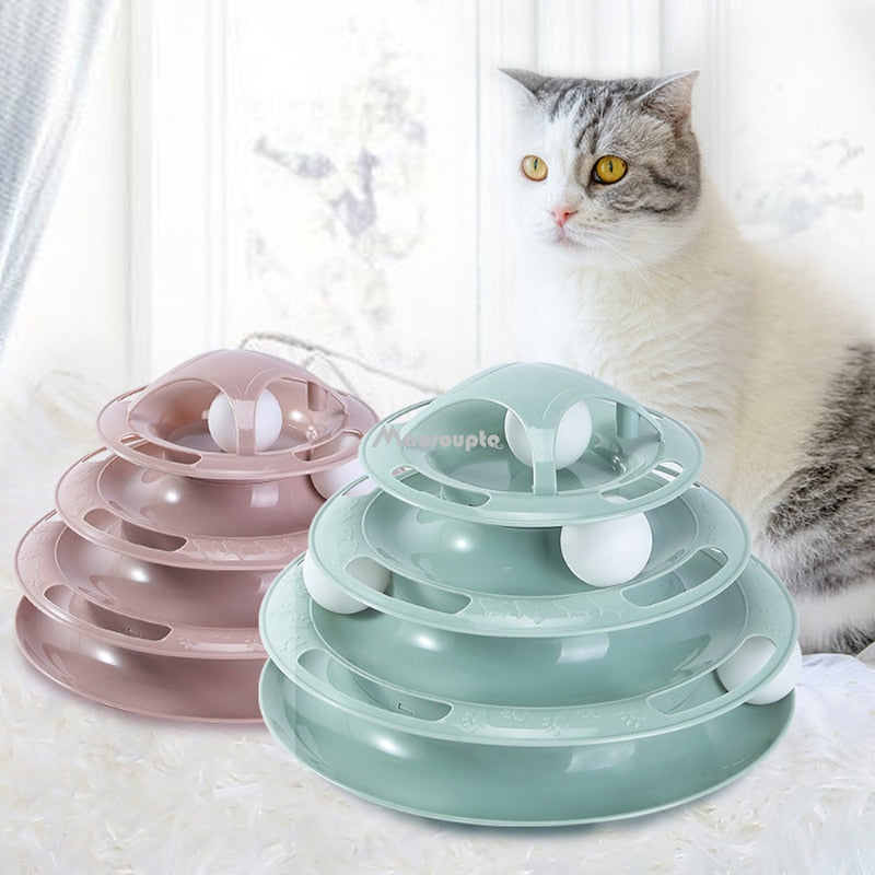 Interactive Multi-Level Cat Toy Tower with Tunnel