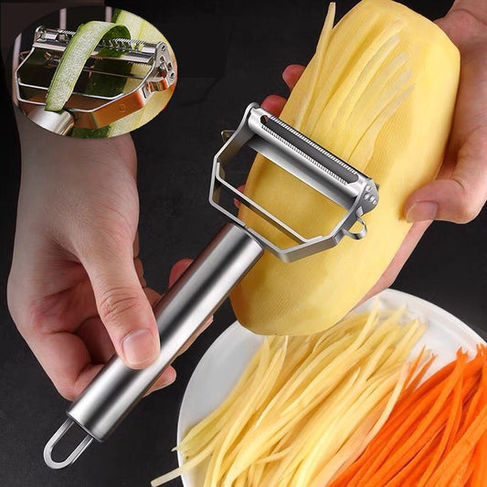 Dual-Action Stainless Steel Kitchen Peeler: For Fruits & Veggies